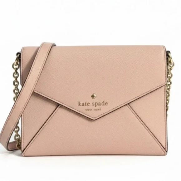 Kate Spade Sadie Envelope Crossbody Bag Saffiano Leather Pink - Picture 1 of 4